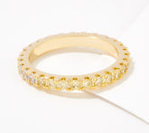 Diamonique x Lisa Freede Half and Half Yellow / Clear Eternity Band Ring, Goldtone, Size 5